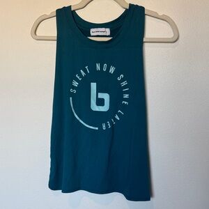 Burn Bootcamp teal racer back muscle tank, size small